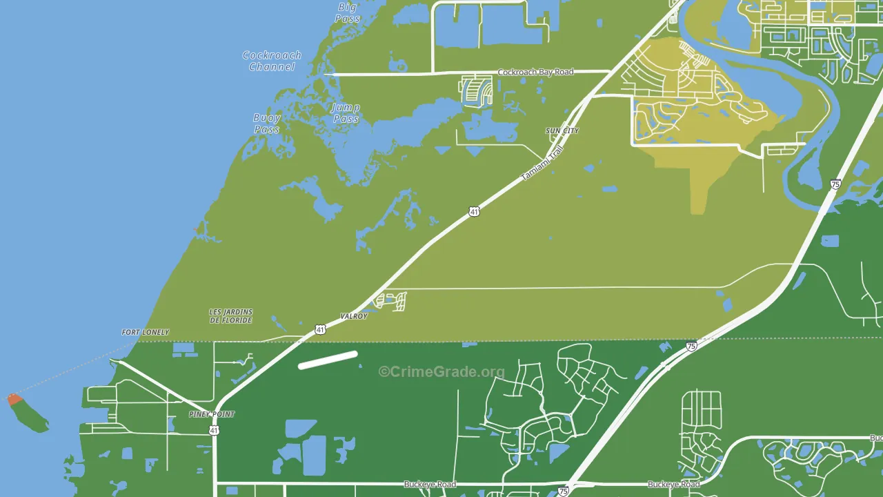 Piney Point, FL Map of Vehicle Theft Rates