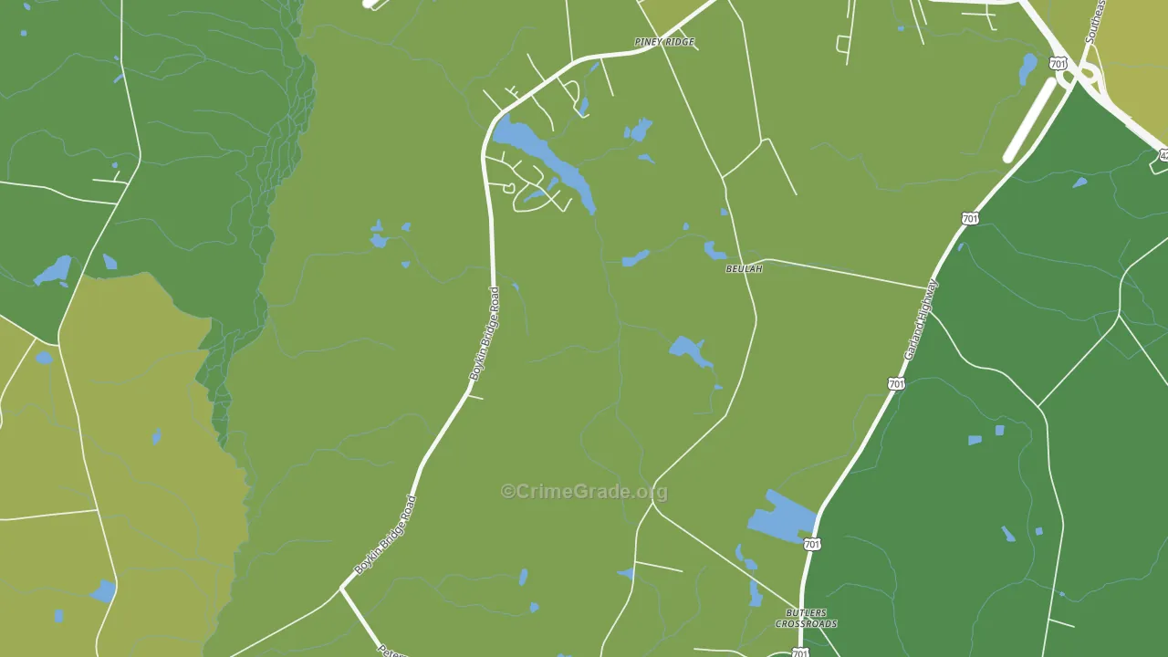 Piney Ridge, NC Map of Vehicle Theft Rates
