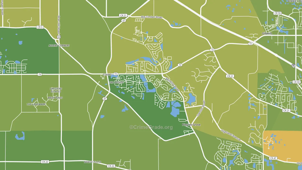 Pingree Grove, IL Map of Vehicle Theft Rates