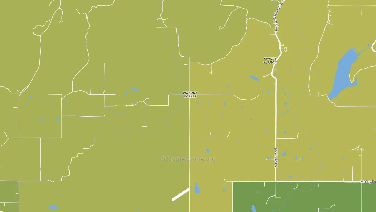 Pinhook Corner, OK Map of Vehicle Theft Rates
