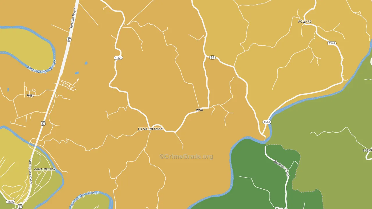 Pink, KY Map of Vehicle Theft Rates