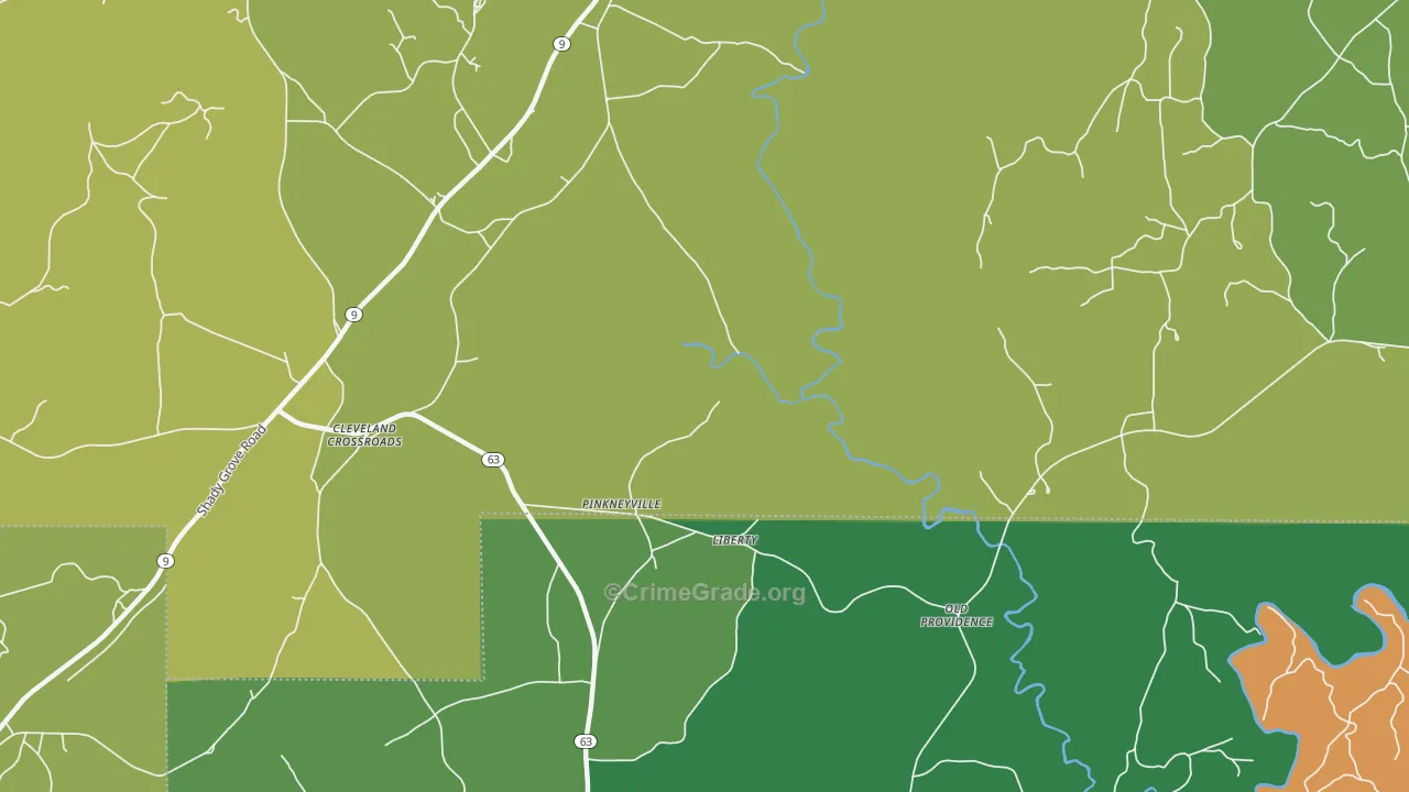 Pinkneyville, AL Map of Vehicle Theft Rates