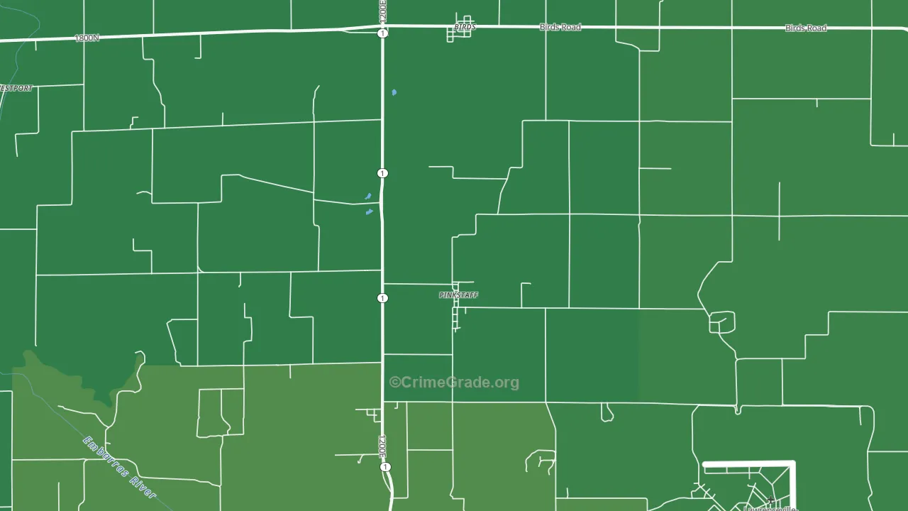Pinkstaff, IL Map of Vehicle Theft Rates