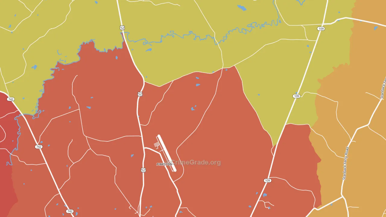 Pinkston, NC Map of Vehicle Theft Rates