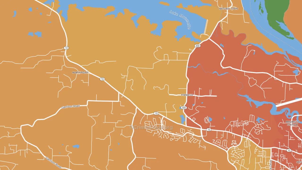 Pinnacle, AR Map of Vehicle Theft Rates