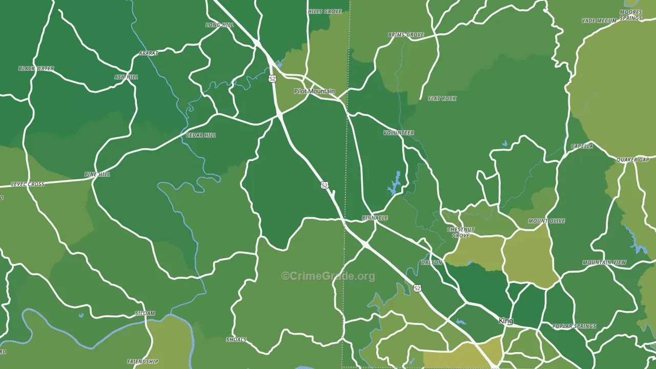 Pinnacle, NC Map of Vehicle Theft Rates