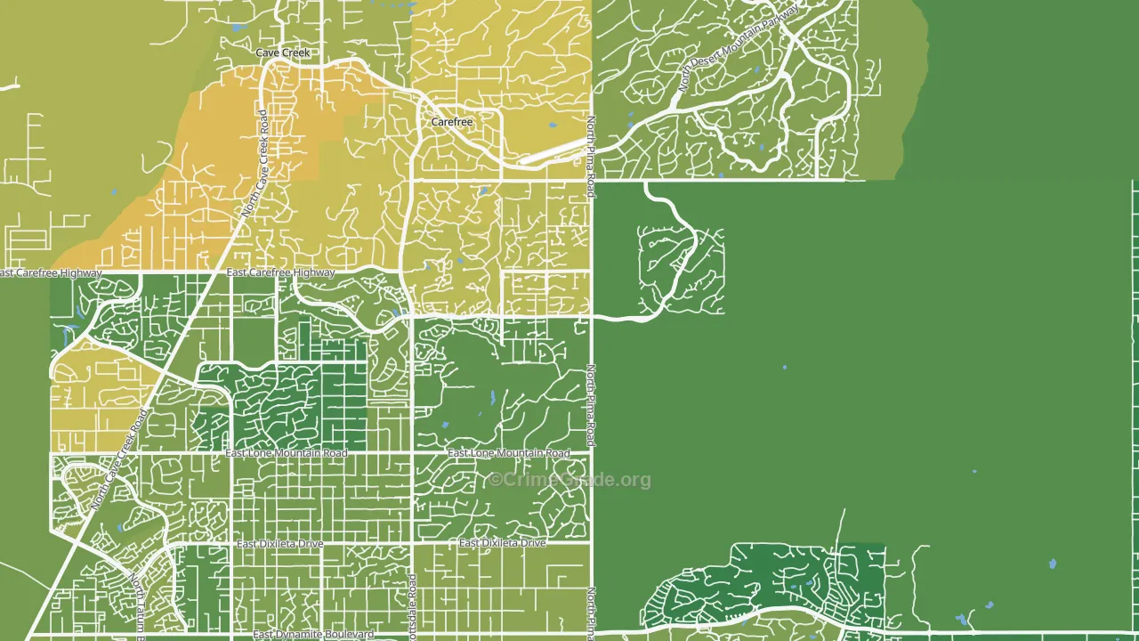 Pinnacle Peak, Scottsdale, AZ Map of Vehicle Theft Rates