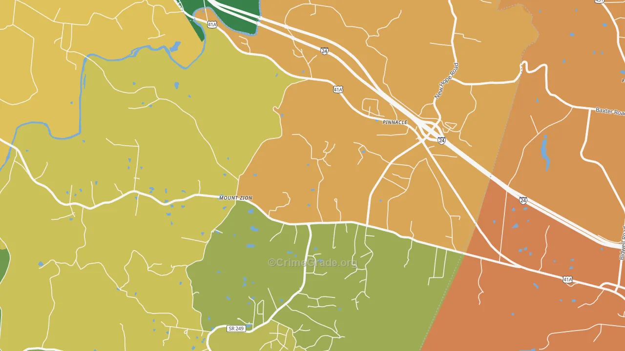 Pinnacle, TN Map of Vehicle Theft Rates