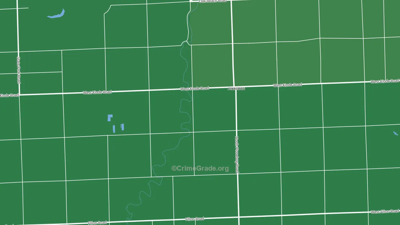 Pinnebog, MI Map of Vehicle Theft Rates