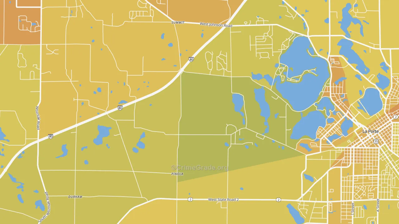 Pinola, IN Map of Vehicle Theft Rates
