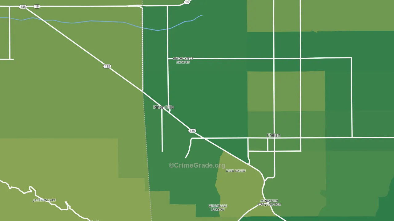 Pinon Hills, CA Map of Vehicle Theft Rates