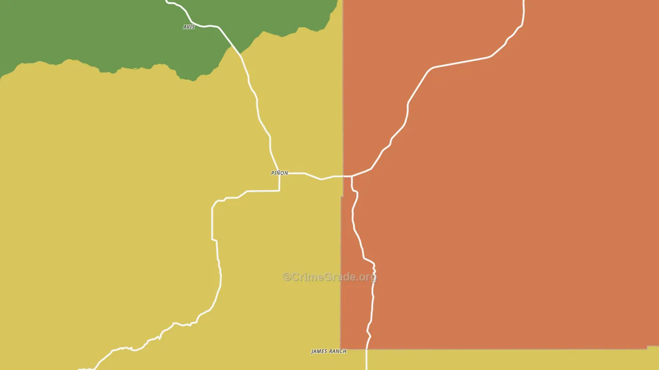 Pinon, NM Map of Vehicle Theft Rates