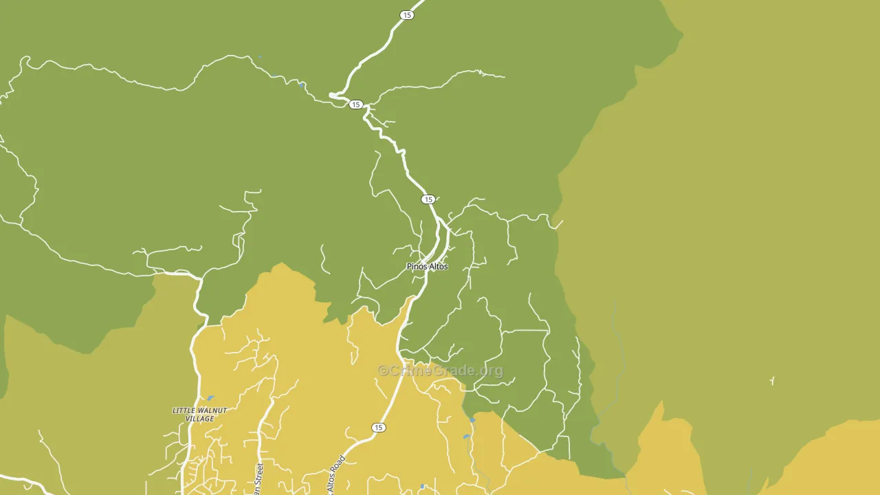 Pinos Altos, NM Map of Vehicle Theft Rates