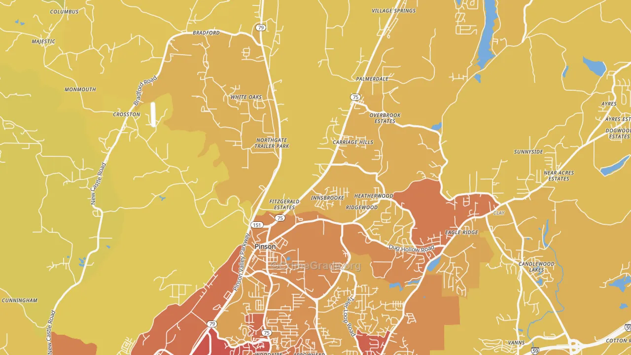 Pinson, AL Map of Vehicle Theft Rates