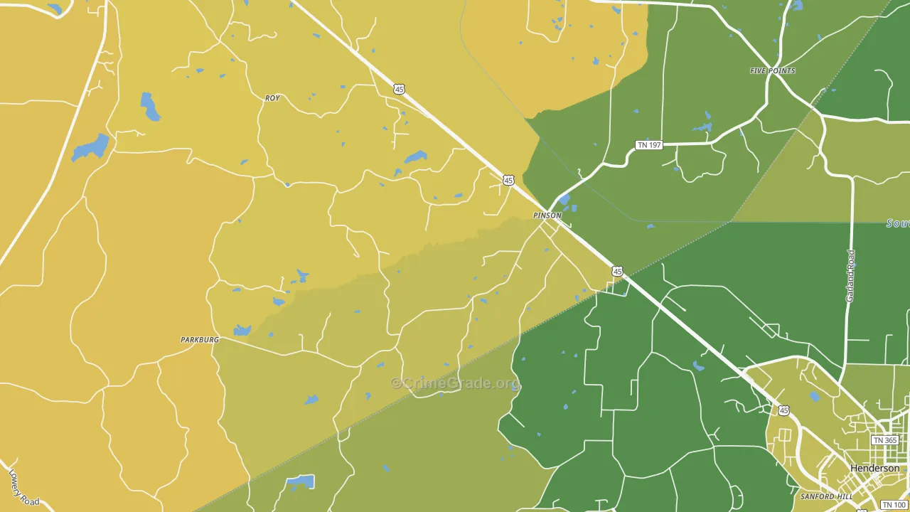 Pinson, TN Map of Vehicle Theft Rates