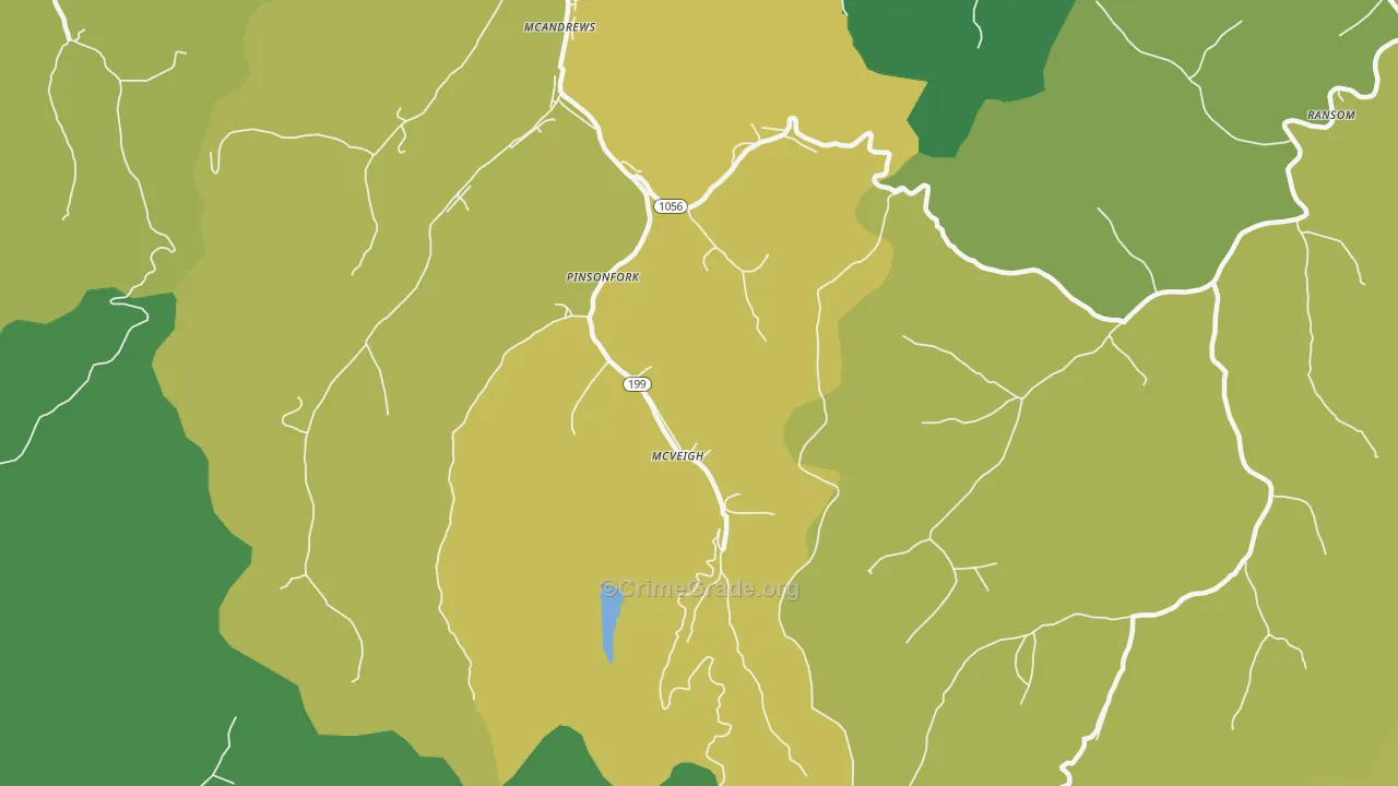 Pinsonfork, KY Map of Vehicle Theft Rates