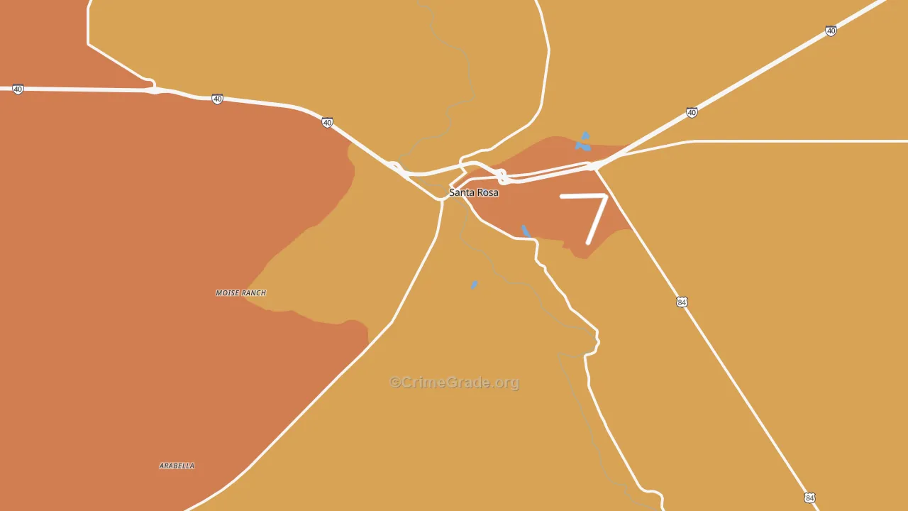 Pintada, NM Map of Vehicle Theft Rates