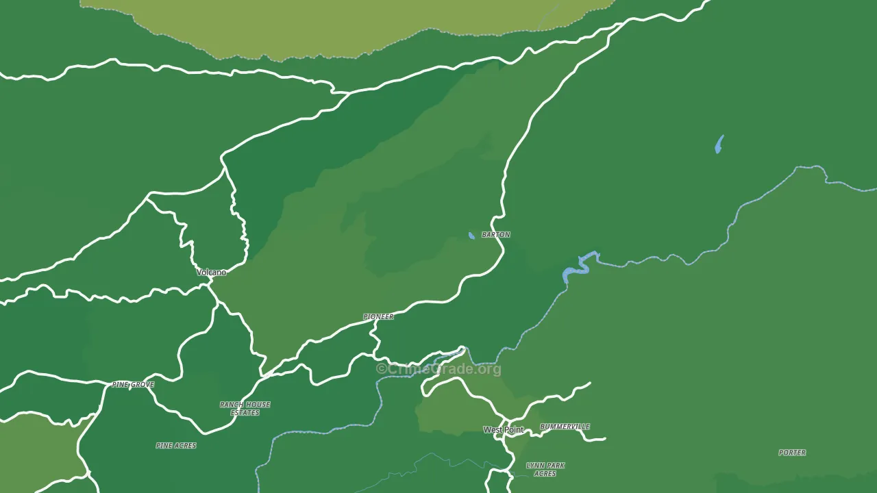Pioneer, CA Map of Vehicle Theft Rates
