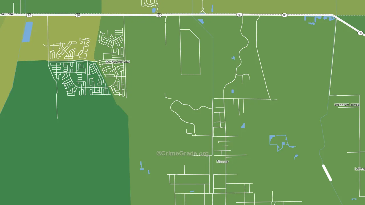 Pioneer, FL Map of Vehicle Theft Rates