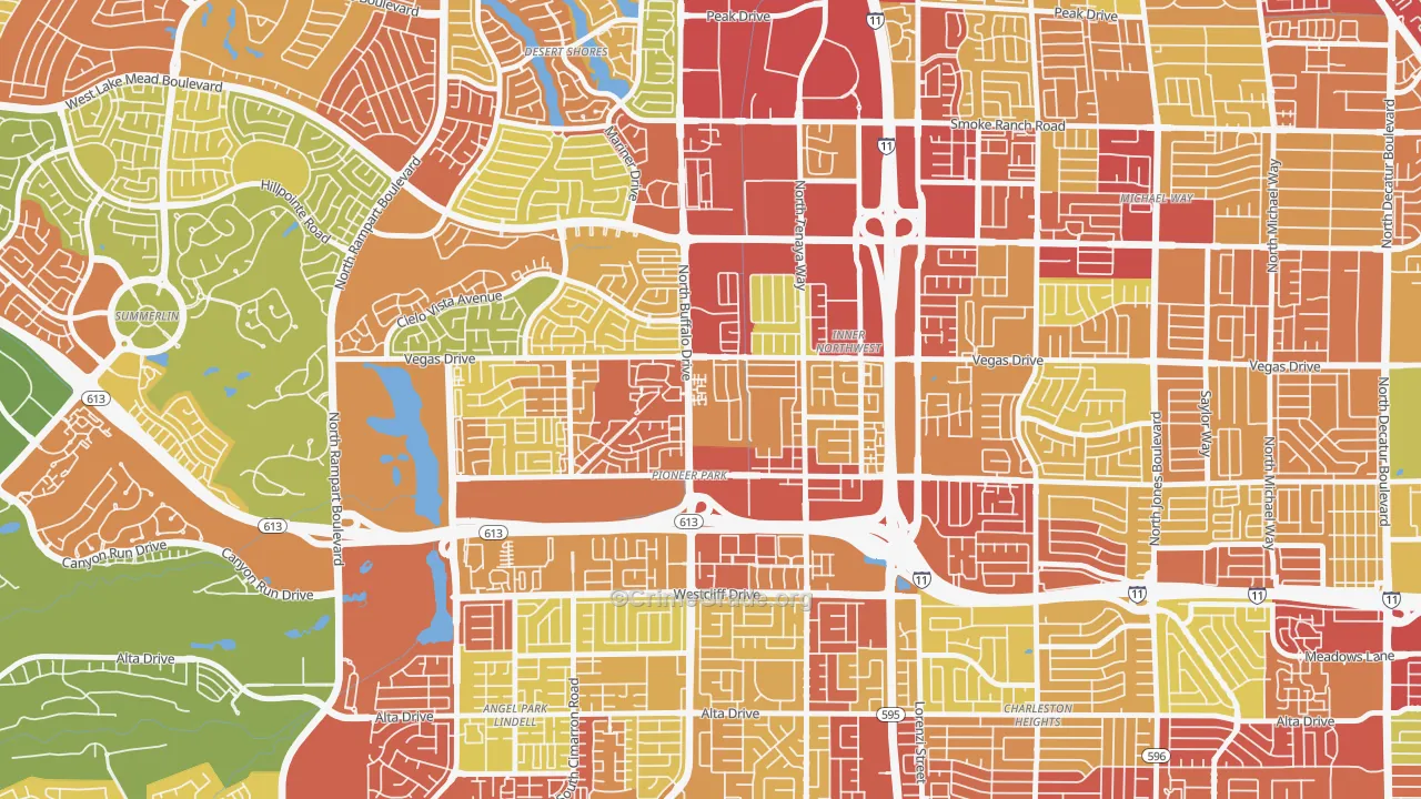 Pioneer Park, Las Vegas, NV Map of Vehicle Theft Rates