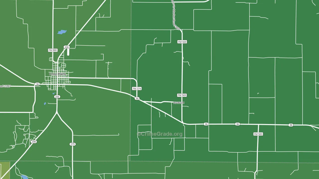 Pioneer, TX Map of Vehicle Theft Rates