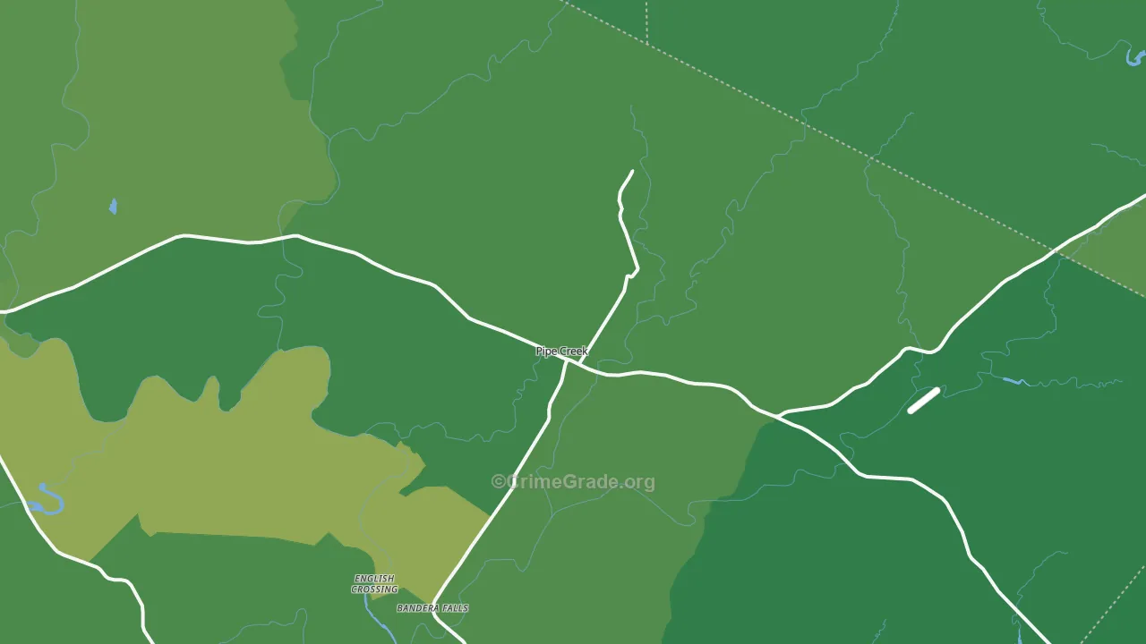 Pipe Creek, TX Map of Vehicle Theft Rates