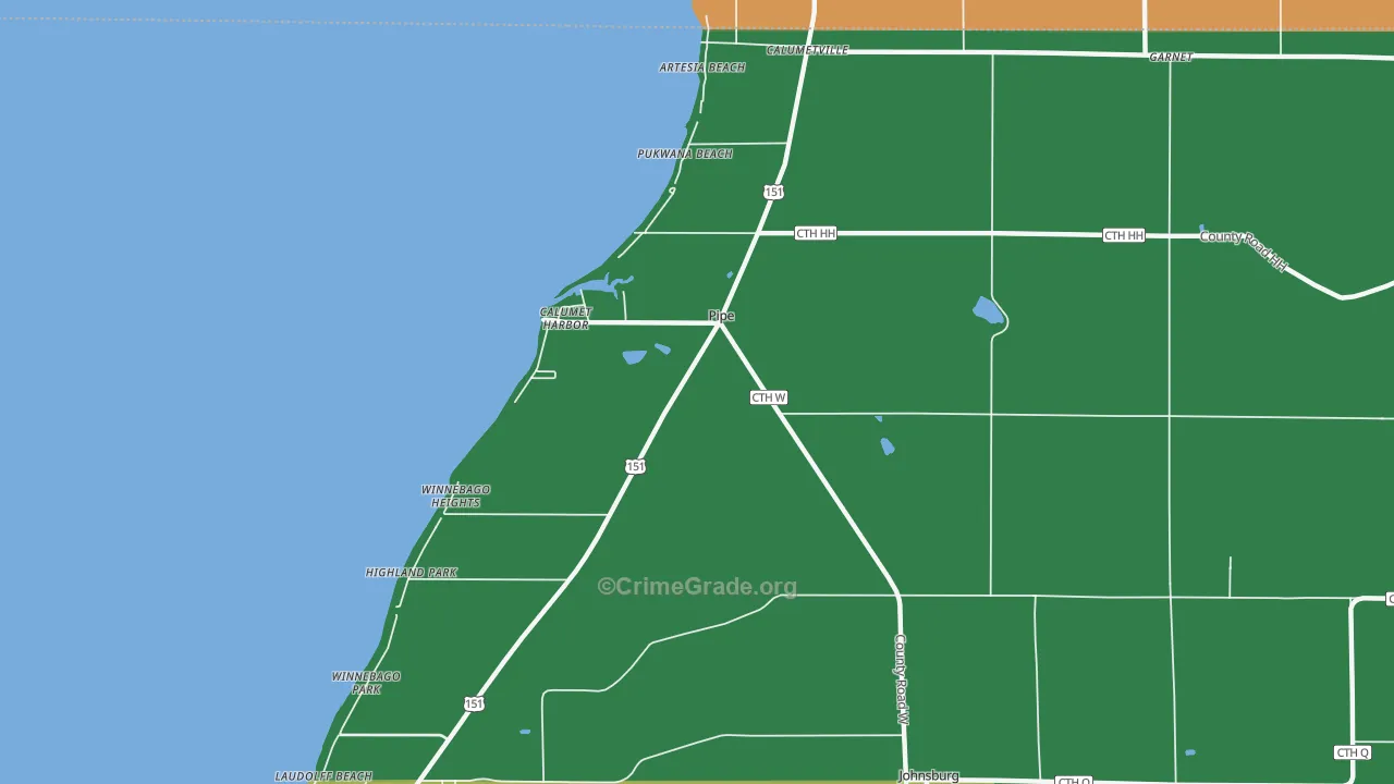 Pipe, WI Map of Vehicle Theft Rates