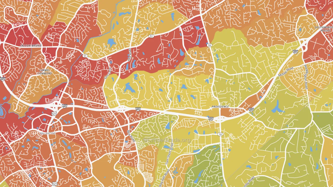 Piper Glen Estates, Charlotte, NC Map of Vehicle Theft Rates