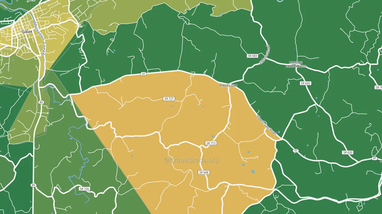 Pipers Gap, VA Map of Vehicle Theft Rates