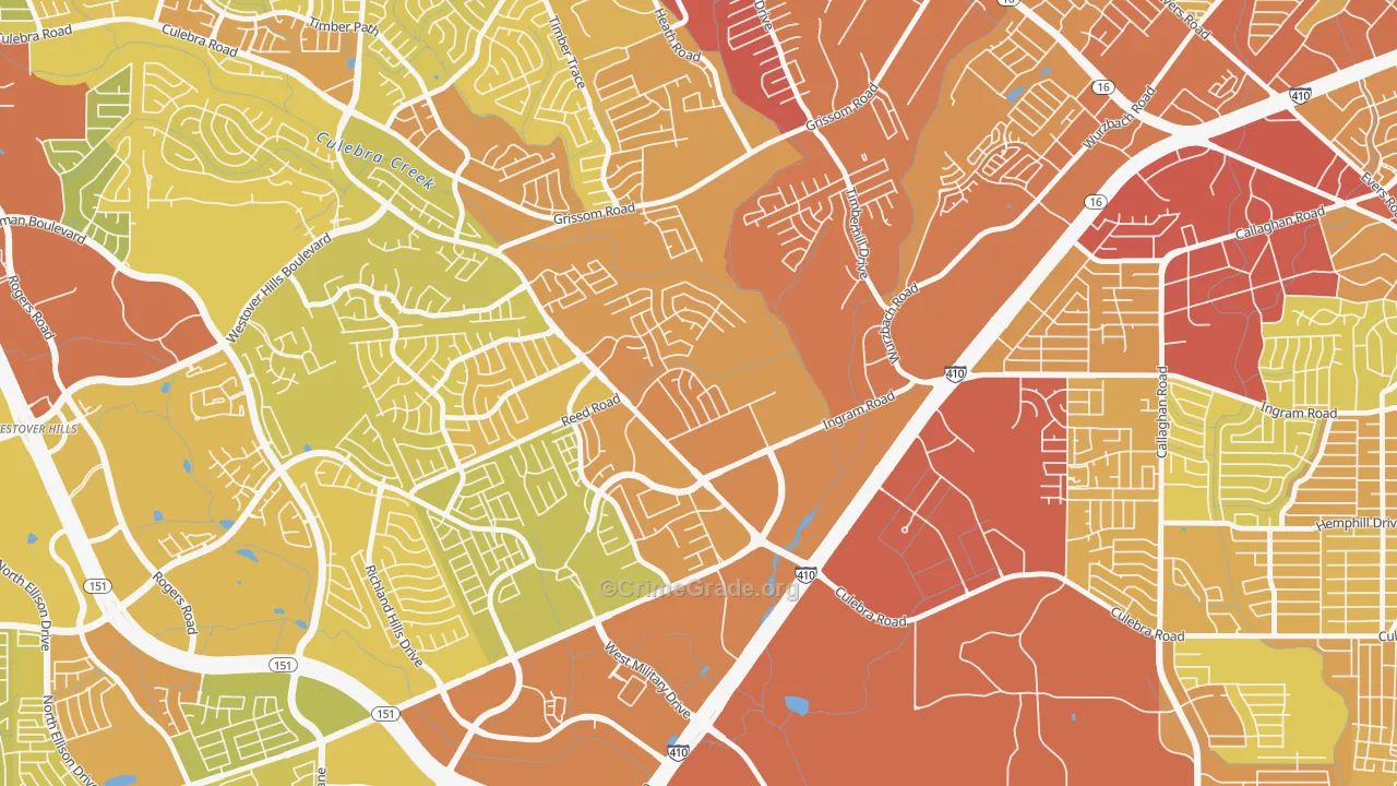 Pipers Meadow, San Antonio, TX Map of Vehicle Theft Rates