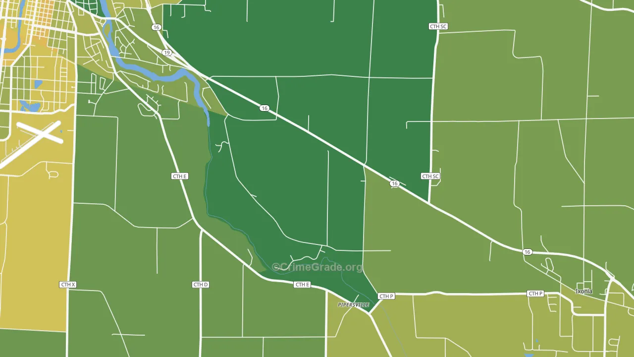 Pipersville, WI Map of Vehicle Theft Rates