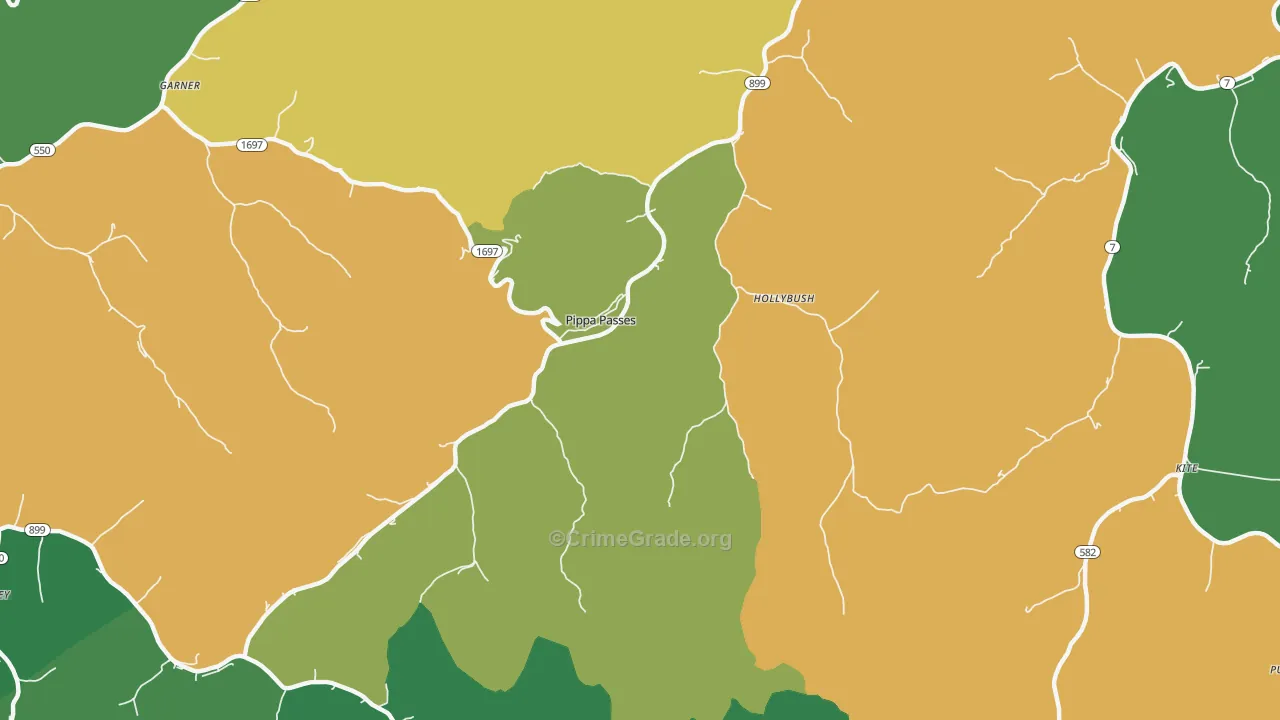 Pippa Passes, KY Map of Vehicle Theft Rates