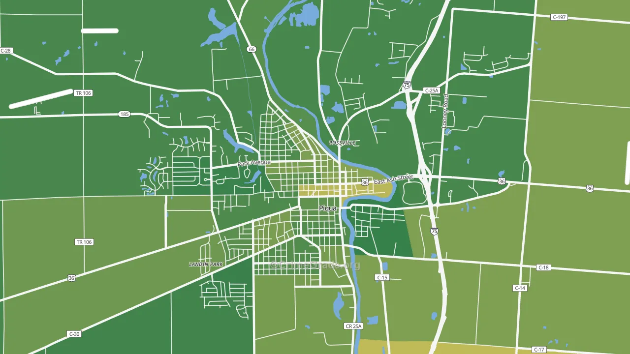 Piqua Historic District, Piqua, OH Map of Vehicle Theft Rates