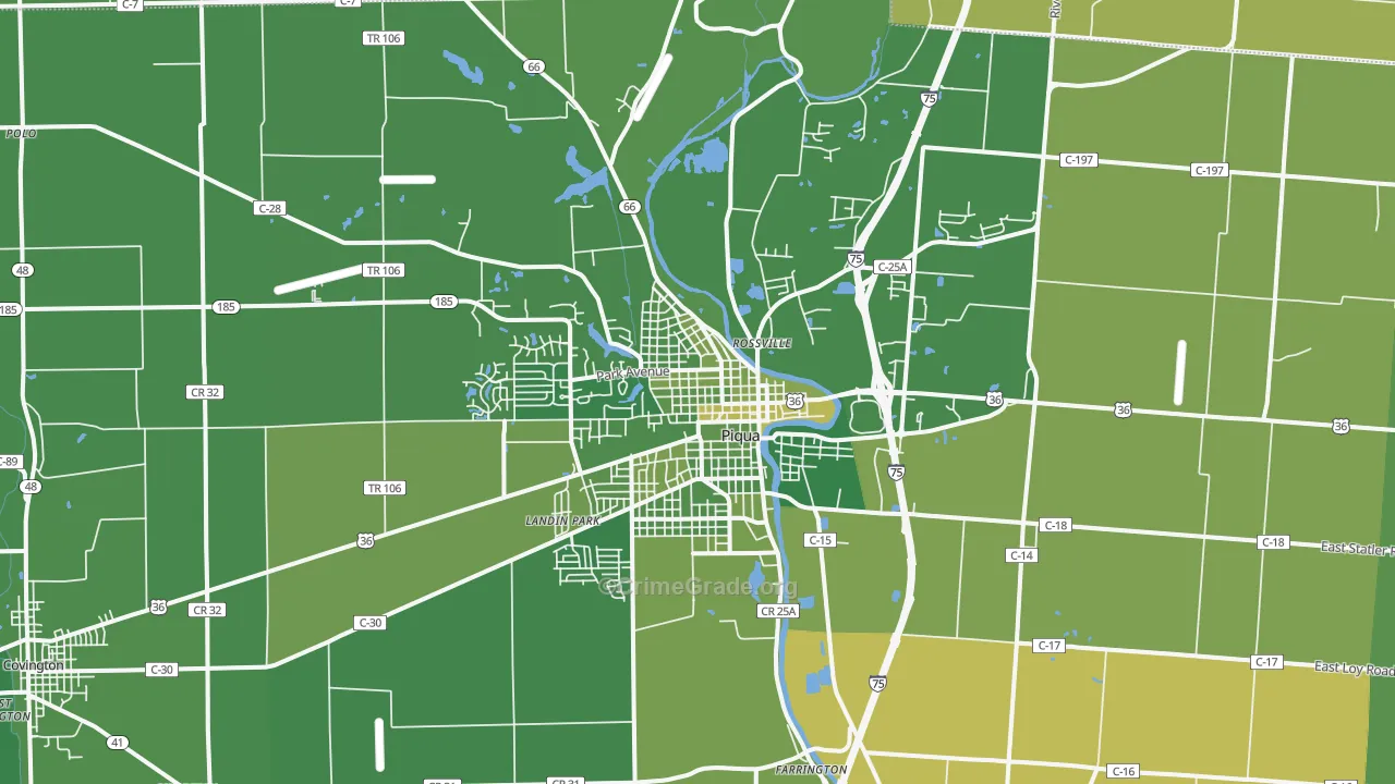 Piqua, OH Map of Vehicle Theft Rates
