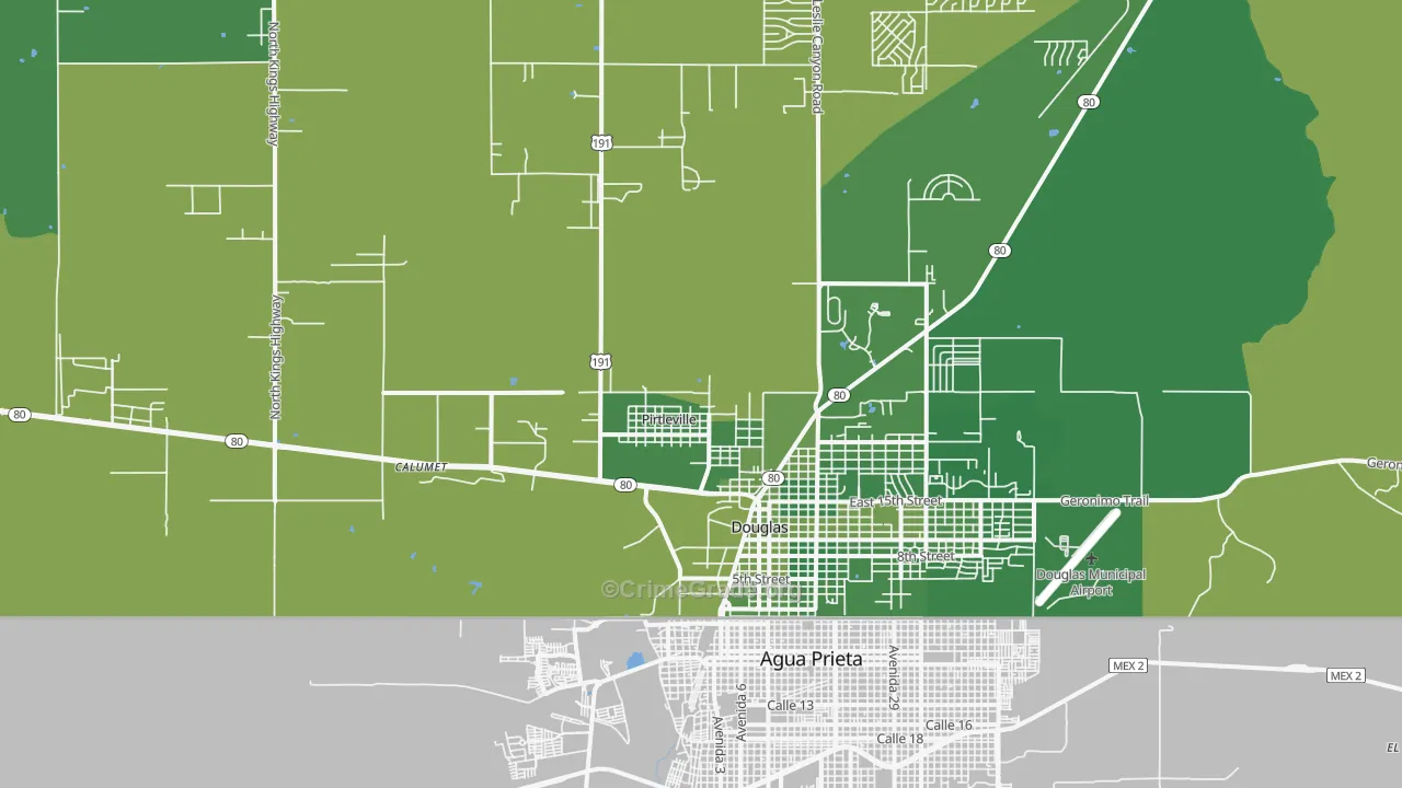 Pirtleville, AZ Map of Vehicle Theft Rates