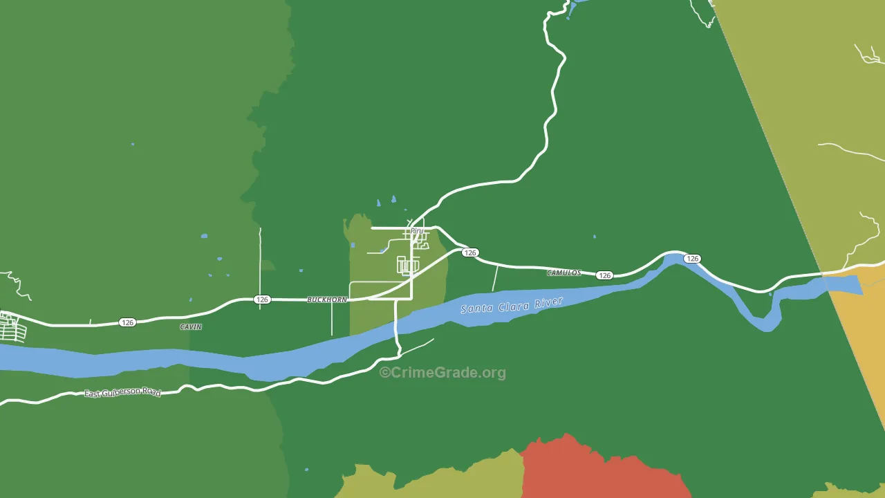 Piru, CA Map of Vehicle Theft Rates