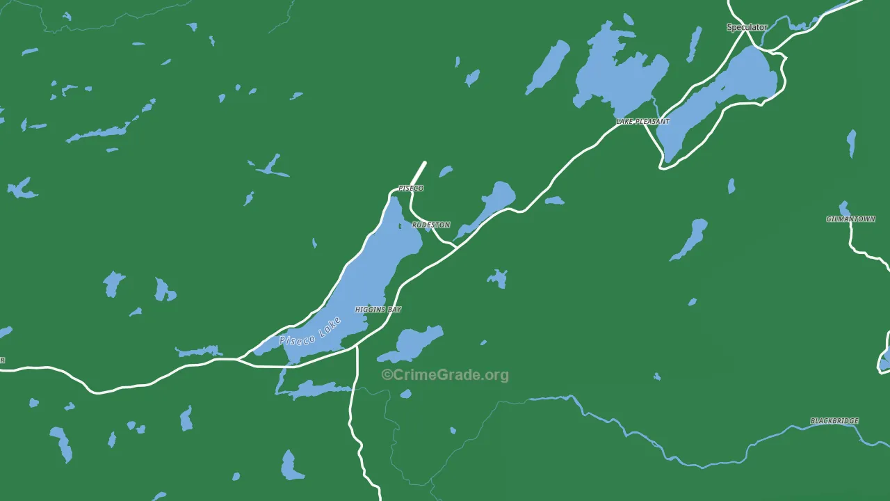Piseco, NY Map of Vehicle Theft Rates
