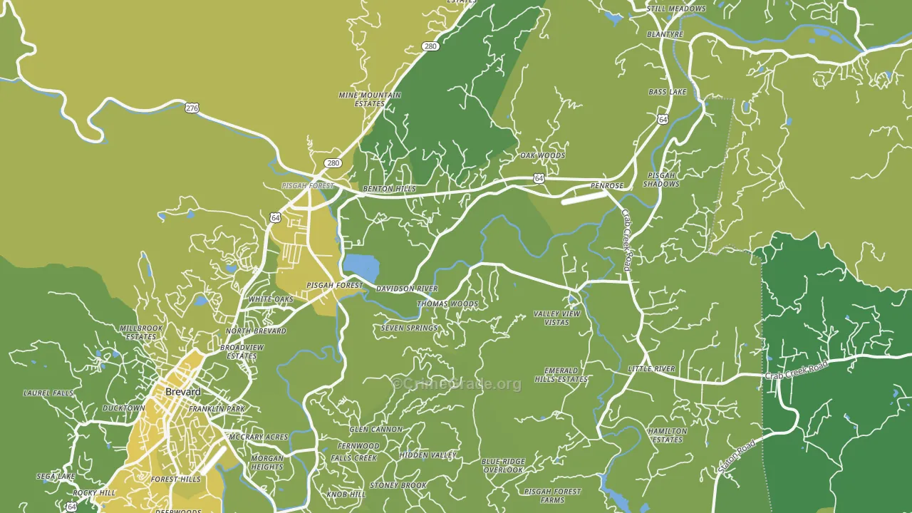 Pisgah Forest, NC Map of Vehicle Theft Rates