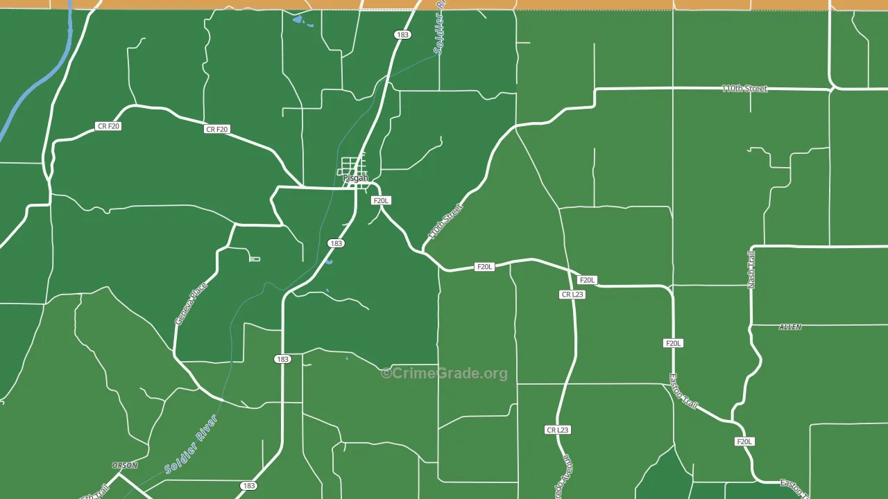 Pisgah, IA Map of Vehicle Theft Rates