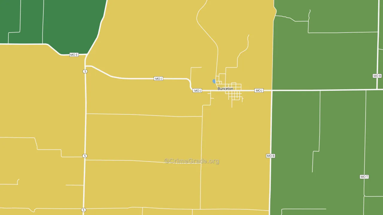 Pisgah, MO Map of Vehicle Theft Rates
