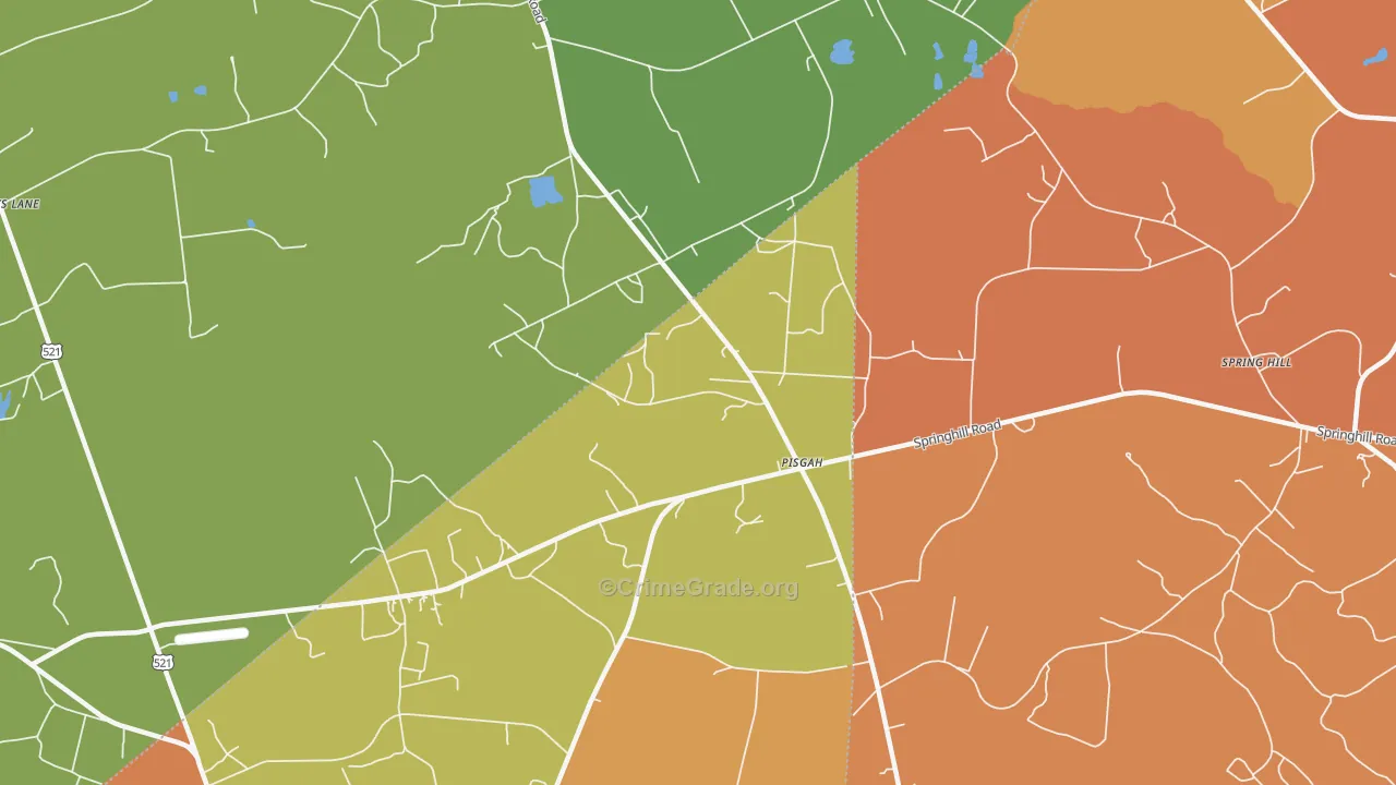 Pisgah, SC Map of Vehicle Theft Rates