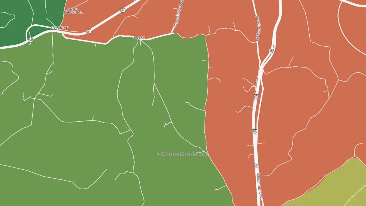 Pisgah, TN Map of Vehicle Theft Rates