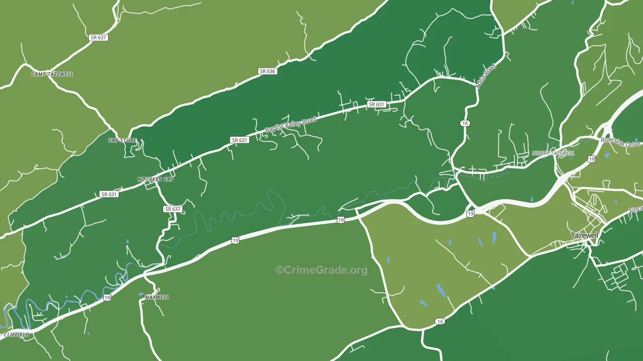 Pisgah, VA Map of Vehicle Theft Rates