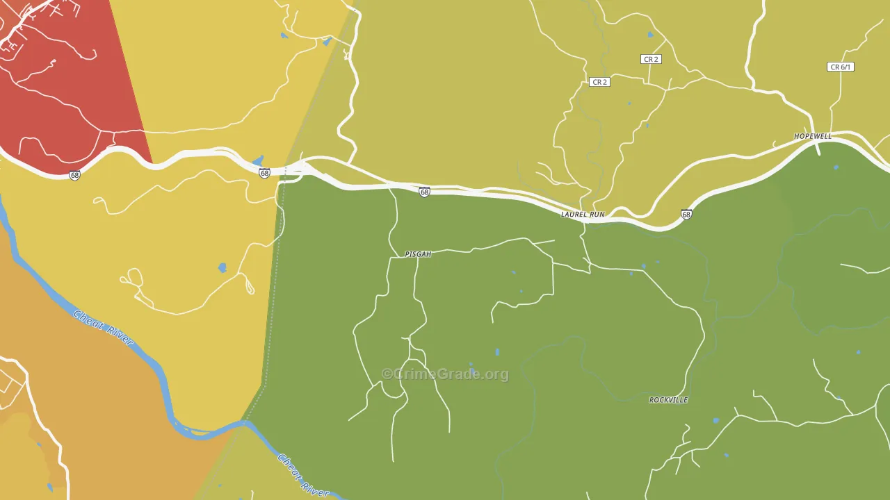 Pisgah, WV Map of Vehicle Theft Rates