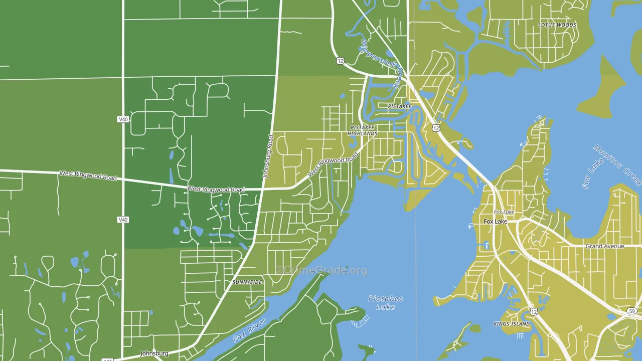 Pistakee Highlands, IL Map of Vehicle Theft Rates