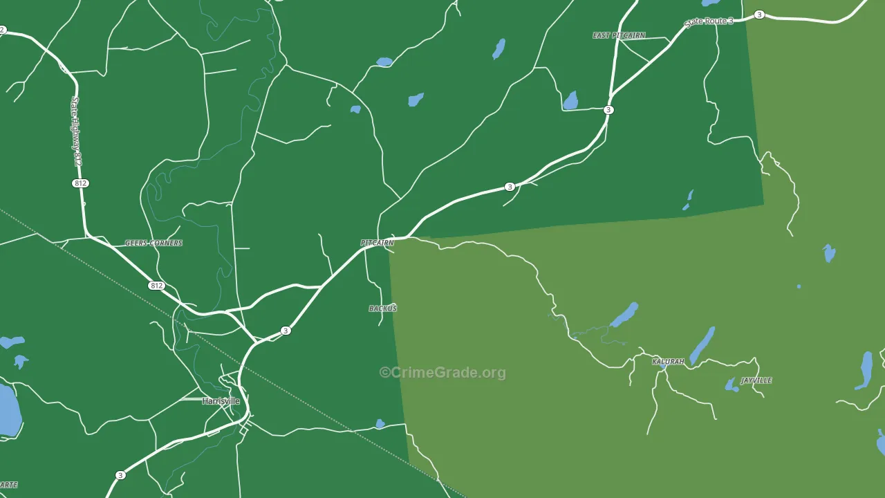 Pitcairn, NY Map of Vehicle Theft Rates
