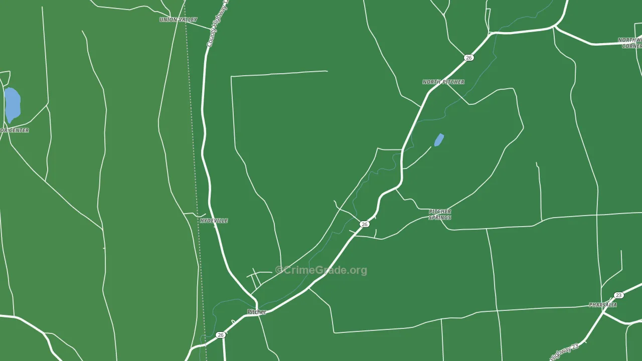 Pitcher, NY Map of Vehicle Theft Rates