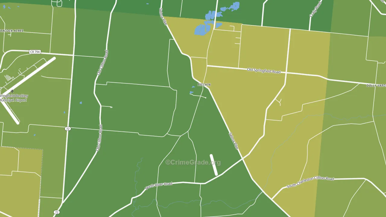 Pitchin, OH Map of Vehicle Theft Rates
