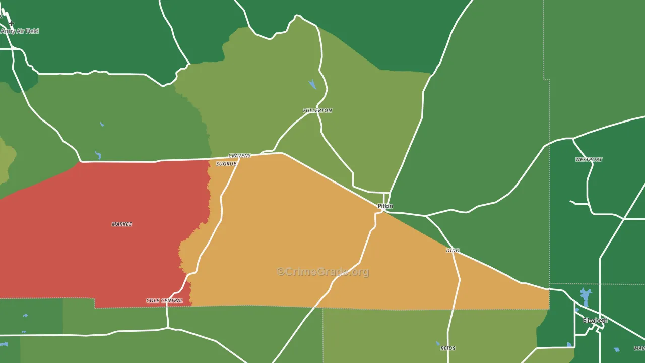 Pitkin, LA Map of Vehicle Theft Rates