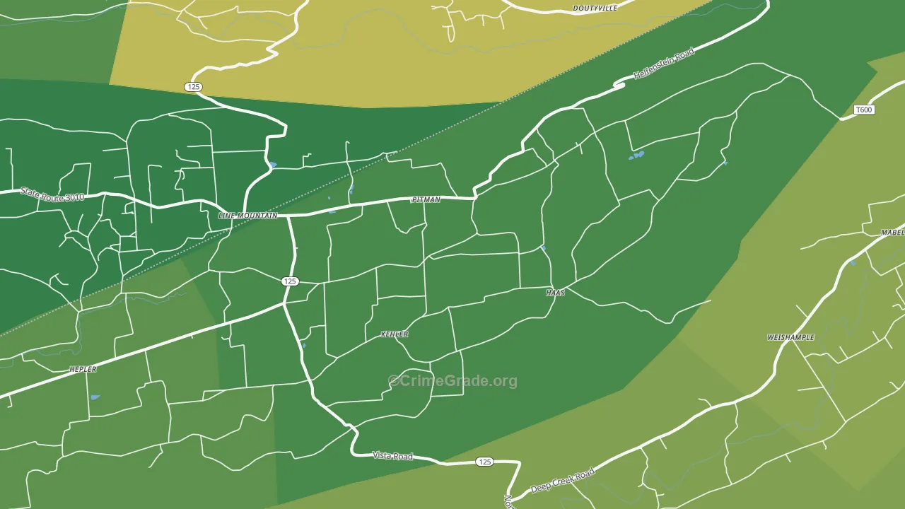 Pitman, PA Map of Vehicle Theft Rates